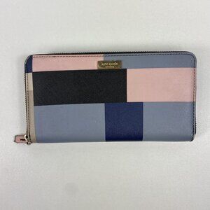 Kate Spade Newbury Lane Neda PVC Leather Wallet Clutch Color Block Zip Around
